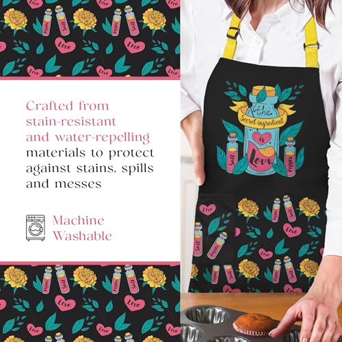 VITA ELEGANTE Waterproof Apron for Adults – Adjustable Fit with Deep Pockets, Stylish Cooking & Baking Apron for Women and Men – Durable, Machine-Washable Gift for Home Chefs - Thumbnail 3