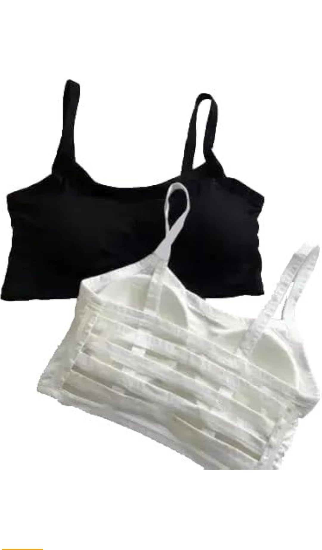 Women's Sports Bra, Black & White with Back six Stripes Pack of 2, Spaghetti Strap, Athletic Workout Wear, Six Belt Bralette, Removable Padded Cotton Free Size Spaghetti.-picture-35