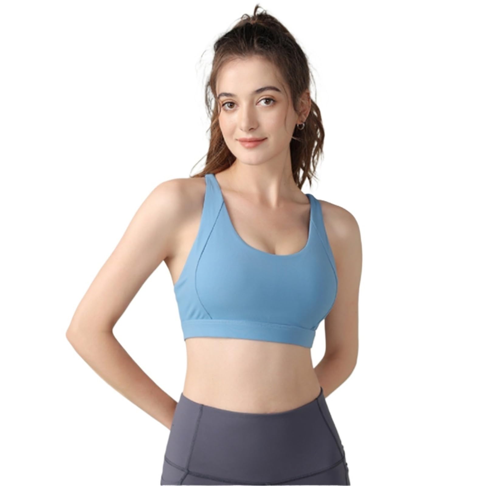 Sujetador Deportivo Sujetador Deportivo con Tirantes For Mujer, Acolchado For Yoga, Espalda Cruzada Mujer(Blue,XXL)