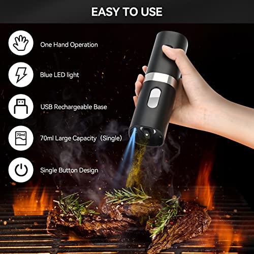 Bonnight Electric Salt And Pepper Grinder Set, Automatic Salt & Pepper Mill Refillable With Rechargeable Base, Usb Cables, 2 Adjustable Coarseness Mills, One Hand Operation, Led Light #TOP1