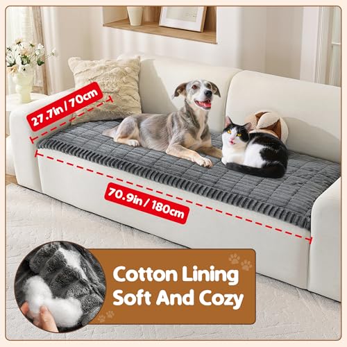 ENONCI Hundedecke Flanell Sofaüberzug Dicke Sofa überzug Haustierfreundlich Weich und Komfortabel rutschfeste Gestaltung Sicher und Langlebig Maschinenwaschbar Sofa Schutz (Dunkelgrau, 70 x 180CM)