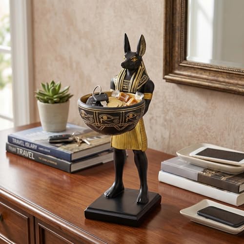 Statue égyptienne d'Anubis avec coupe dorée pour offrir en cadeau