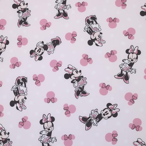 Disney Minnie Mouse Pink, Black, and White Super Soft Nursery Fitted Mini Crib Sheet - Thumbnail 4