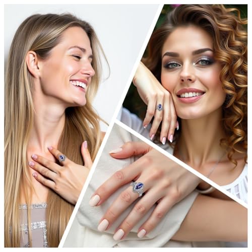 Purple Blue Turquoise Rings for Women 925 Sterling Silver Band Boho Western Turquoise Jewelry Promise Rings for Her Anniversary Birthday Gifts for Womens2