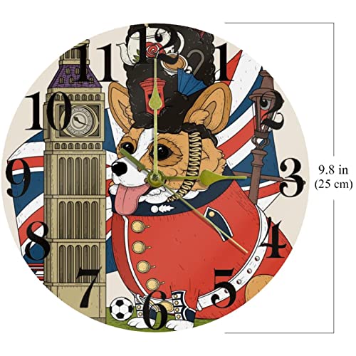 Horloge murale Corgi pour bureau et maison pendule ronde à quartz 25,4cm - 7