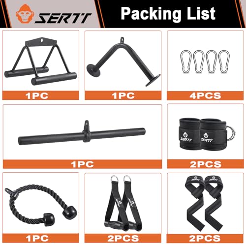 Cable Machine Attachment for Home Gym, SERTT LAT Pulldown Attachments, Weight Machine Accessories for LAT Pull Down & Weight Training, Cable Workout Accessories