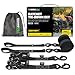 RHINO USA Ratchet Straps Motorcycle Tie Down Kit, 5,208 Break Strength - (2) Heavy Duty 1.6" x 8' Rachet Tiedowns with Padded Handles & Coated Chromoly S Hooks + (2) Soft Loop Tie-Downs (BLACK)