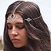 Boho Head Chain Crescent Moon Forehead Chain Vintage Headbands Chain Crystal Headpieces for Women (Silver-B, one size)