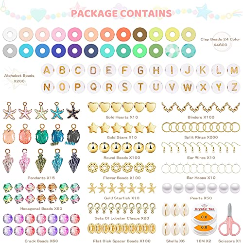 Tefiohen Clay Beads Bracelet Making Kit, 6000 Pcs Spacer Heishi Beads Flat Round Polymer Clay Beads For Jewelry Making With Pendant Charms Kits And Elastic Strings For Girls 6-12 (2 Boxes) #TOP3