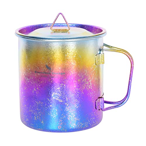 Boundless Voyage Titanium Cup 450ml/15oz Camping Cups & Mugs with Lid Ultralight Drinking Cup for Outdoor, Hinking, Garden Ti3055D (Multicolor)