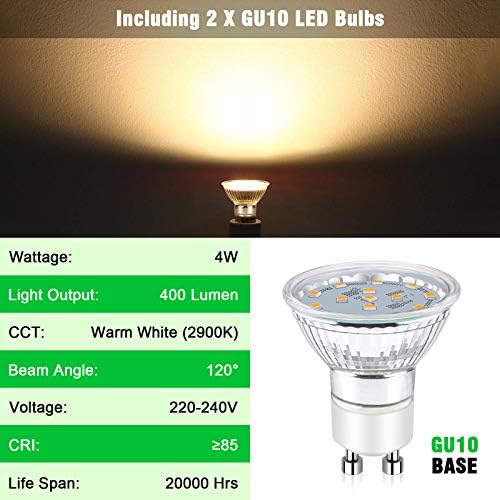 Unicozin 2 Way LED Ceiling Light, Round Plate Ceiling Spotlight, ø110mm, Matt Nickel, Included 2 x 4W GU10 LED Light Bulbs (400LM, Warm White), Spotlight Lamp for Bedroom Kitchen Living Room