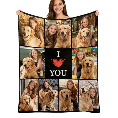 Custom4U Custom Blanket with Picture Text I Love You Girlfriend Boyfriend Gifts Personalized Blankets Couples Gifts Christmas Blankets Women Pets Kids Gifts 9 Photos-4