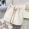 XFSRG Sac a Main Femme en Paille Plage d'Été Embrayage Bohème Élégante Tissée Clutch avec Chaîne pour Fête Mariage Vacances(Beige) #5