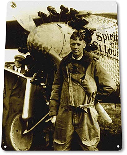 Twvvcteyc Tin Sign Charles Lindbergh Spirit St. Louis Aviation Pilot