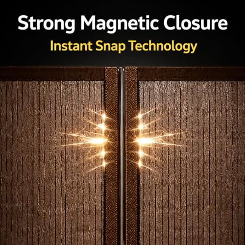 Image of Polyester Magnetic Mosquito Net for Door 210 * 100cm | Mosquito Curtain for All Types & Sizes Door Nets for Mosquitoes Auto-Closing Insect Screen to Keep Mosquitoes Out Black (Brown)