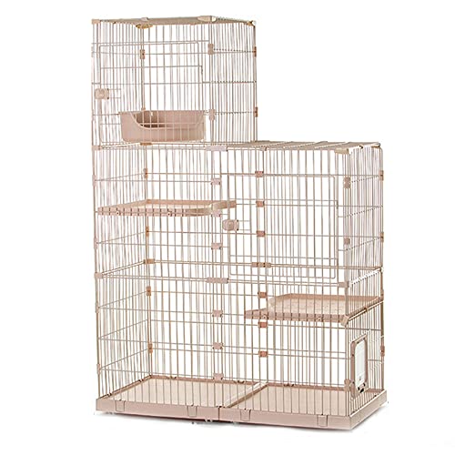 キャットケージ 大型キャットケージ 屋内猫用プレイサークル - 屋内猫ケージ キャスター付きエンクロージャー 金属ワイヤー犬小屋クレート 1~4匹の猫に最適