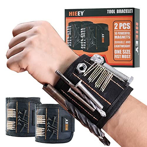 HIEEY 2 Pieces Magnetic Wristband for Holding Screws, Gifts for Men, Tool Belt Magnetic Wristband for Holding Screws, Cool Gadgets Christmas for Him Men Women Husband