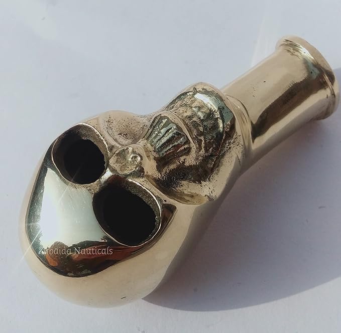 Miniatura 5 de Mango de cabeza de calavera de latón macizo de diseño sebáceo antiguo para bastones de bastones
