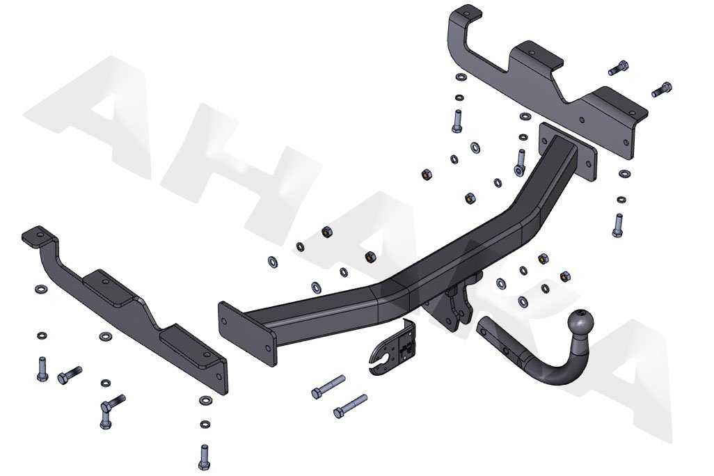 AHK - Gancio di traino con set elettrico a 13 poli per Jeep Grand Cherokee II 1999-2005, con testa sferica avvitata