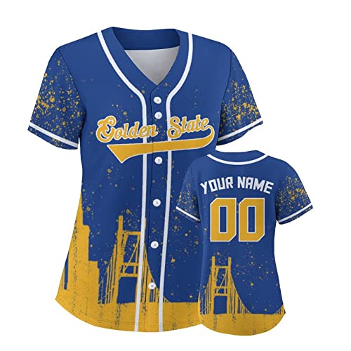 City Custom Women Baseball Jersey for Basketball Fans Blue Yellow