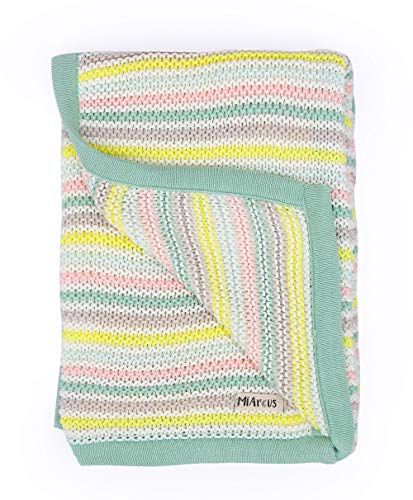 Image of Mi Arcus Premium 100% Cotton Knitted Ultra Soft Cool Blanket for Baby Boys Girls 0-12 M - Multicolour 100x75 cm