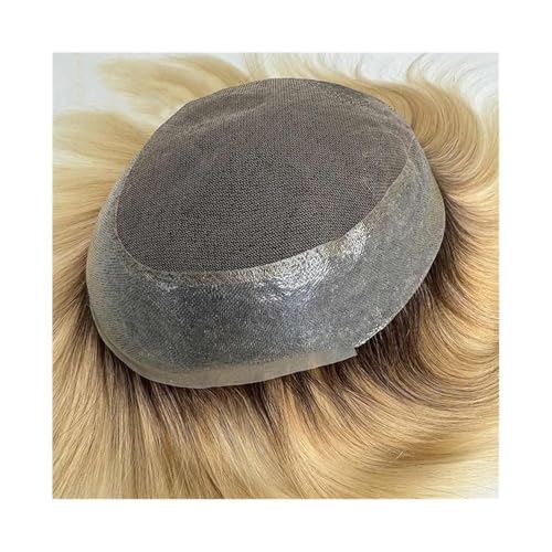Toupet homme en cheveux humains 20,3x25,4 cm base dentelle et PU (2-613)
