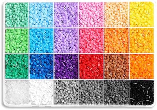 2.6mm Fuse Beads Kit 24 Colors 500+ Beads of Each Color Total 12000pcs Melting Craft Beads with Storage Box DIY Pixel Art Crafts for Kids Ages Multicolor