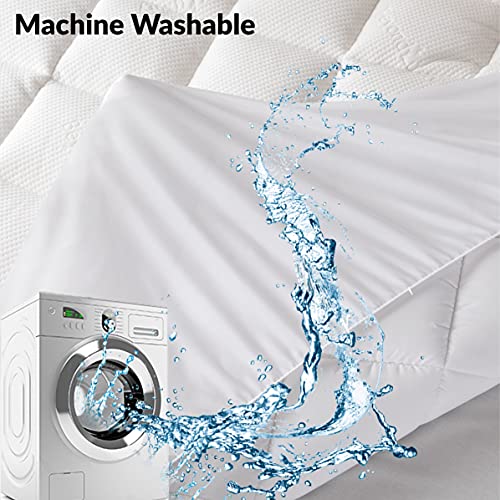 Farida Bedding Cooling Bamboo Mattress Pad With Fitted Skirt - Ultra Soft Cool Touch Mattress Pad Cover - Extra Plush Hypoallergenic Fill Pillow Top Rayon From Bamboo Pad Topper (Twin) #TOP6