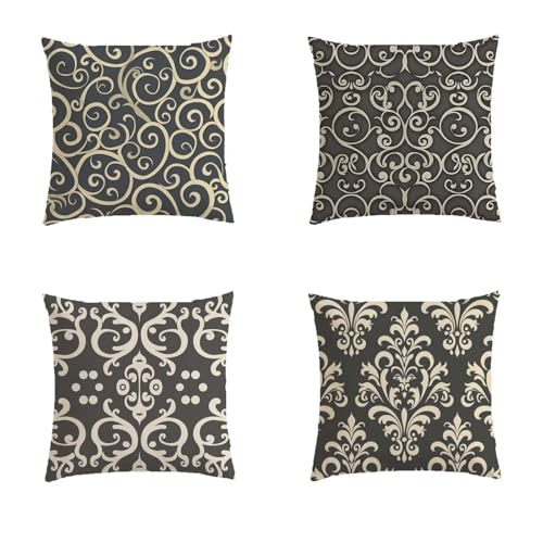 Housse de coussin 60x60 aspect lin marron foncé avec impression double face de qualité - 2