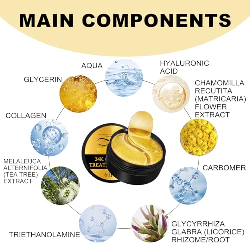 24k De Oro Parches De Colageno, Parches Ojos Bolsas Y Ojeras, Mascarilla Contorno De Ojos, Mascarillas Dorados Antiarrugas Y Antiojeras, Para Eye Patches - imagen 7