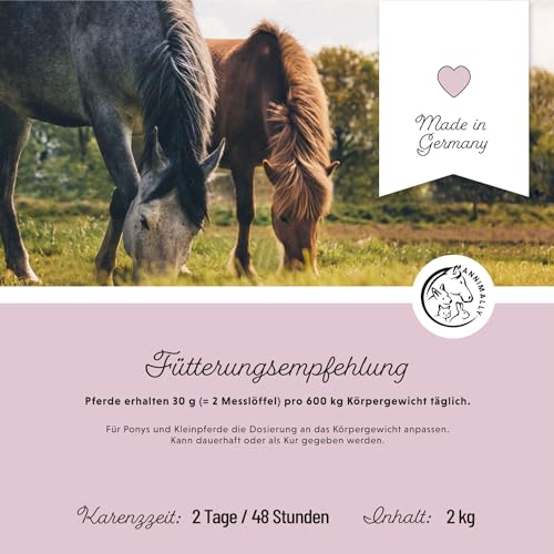 Annimally Nervenstärke - Pferde Relax Nerven Pulver 2kg zur Beruhigung beim Pferd - Nervenkräuter mit Magnesium, Tryptophan, Baldrian, Passionsblume & Hanföl gegen Angst, Stress & für Transport