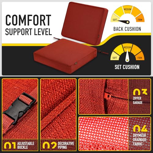 SUNROX All-Weather DryFast Foam Outdoor Patio Furniture Cushions, FadeShield Water Resistant Deep Seat Cushion with DryMesh Drainage, Durable Low Maintenance Couch Cushion, 24"x24"x4" Burgundy - image 6