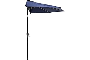 C-Hopetree 9 ft Half Round Half Outdoor Patio Market Wall Umbrella with Tilt