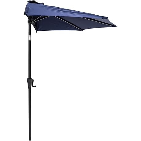 C-Hopetree 9 ft Half Round Half Outdoor Patio Market Wall Umbrella with Tilt