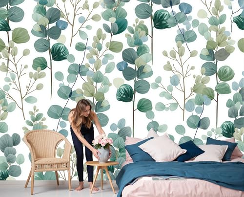 Papier peint fresque eucalyptus pour chambre à coucher parentale
