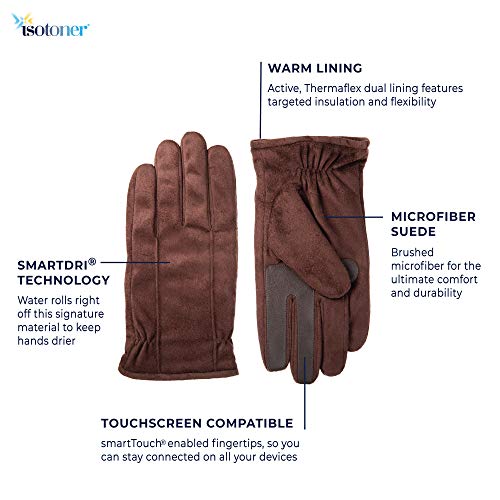 Isotoner Men's Microfiber Touchscreen Warm Lined Gloves #TOP14