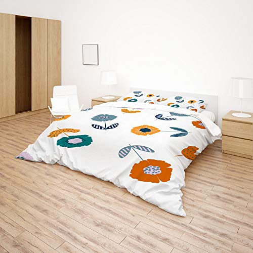 Parure de lit housse de couette fleurs peintes colorées linge de lit doux