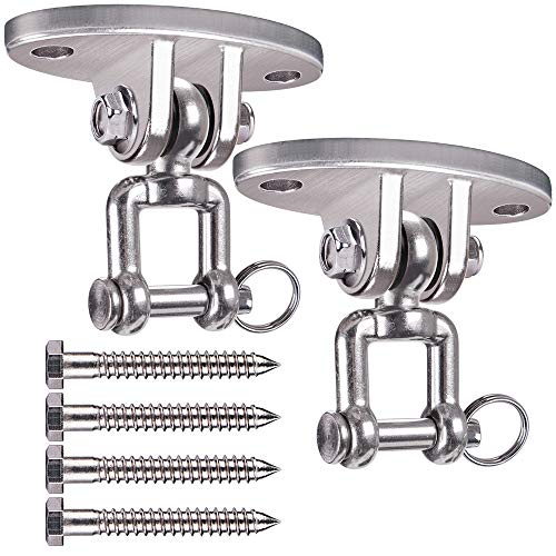 Besthouse Set of 2 Permanent Antirust Stainless Steel 304 Heavy Duty Swing Hangers with 4 Lag Screws 800Kg Capacity, 360° Swing, Yoga Hammock Chair Sandbag, Swing Sets