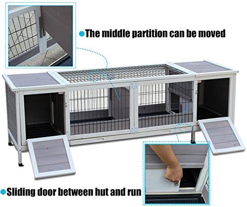 Rabbit Hutch, Rabbit Cage With Run Indoor Bunny Hutch Outdoor Rabbit House With Deeper No Leak Trays #TOP2