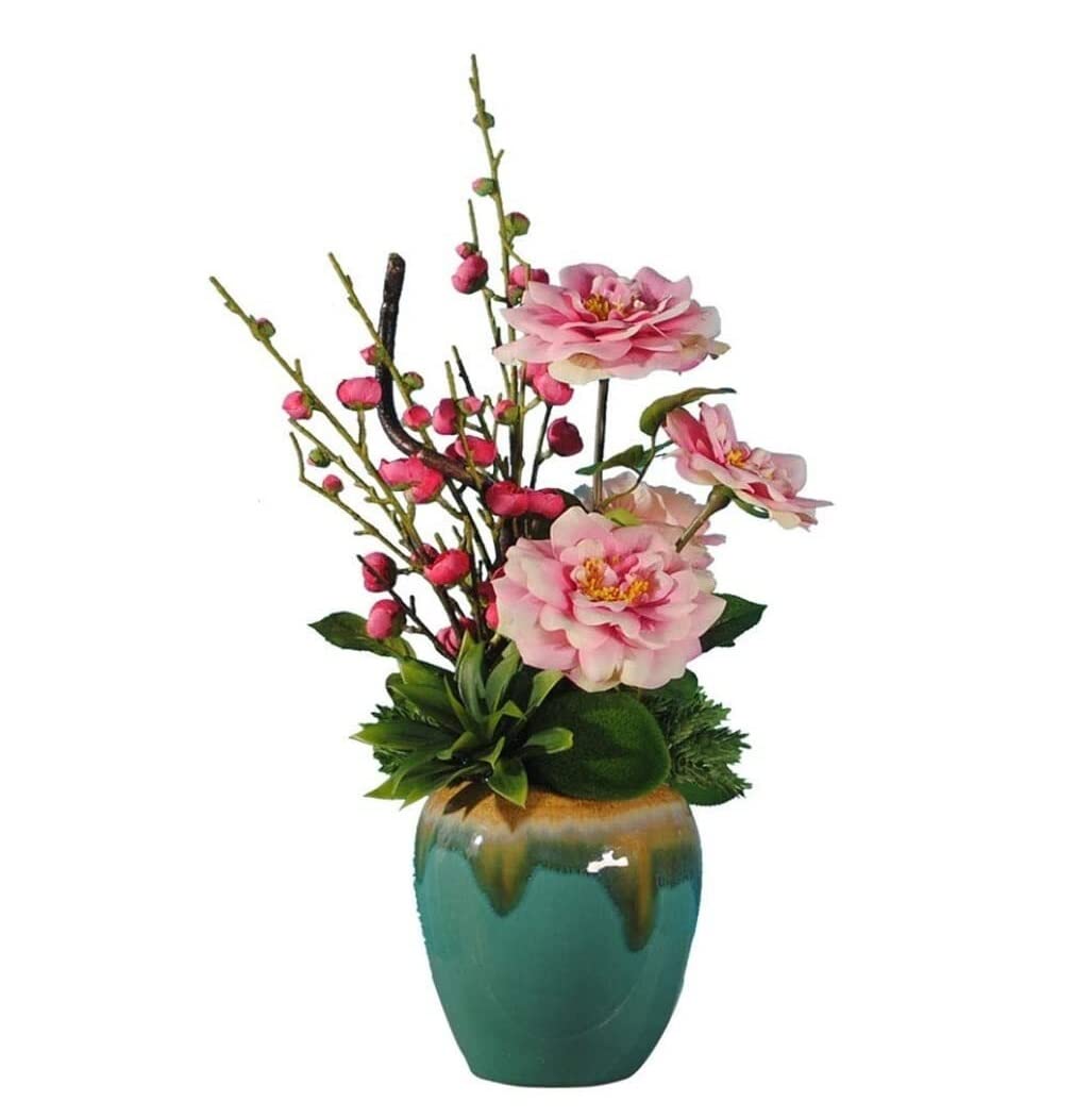 DFGHNBVC Fake Plants Arrangement Fake Flower Artificial Flowers Artificial Plants Bonsai Artificial Flowers In Ceramic Vase For Home Table Decor Party Decor