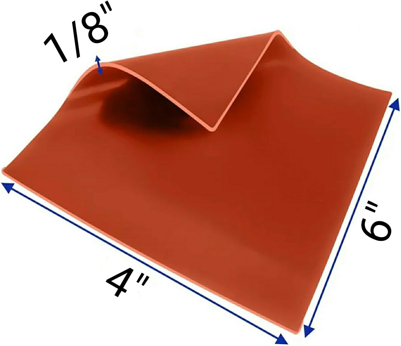 JTS Silicone Rubber Pad High Temp Solid Sheet Red/Orange Commercial 4" x 6" x 1/8"