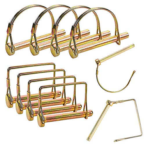 Shaft Locking Pin, ETSAMOR 10pcs Trailer Coupler Pin Safety Coupler Pin with 1/4 Inch Diameter in 2 Shapes for Farm Trailers Wagons Lawn Garden (Gold)