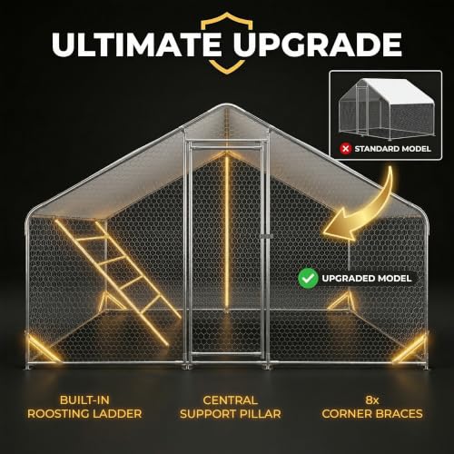 Image of Walk-in Metal Chicken Coop 10x6.6 for 1-10 Chicken, Heavy Duty Poultry Cage