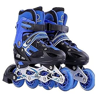 Blue Skating Shoe Have Different Size and with Wheel in-line Skates Safe and Durable Inline Skates, Fashionable Roller Skates for Women, Youth and Adults