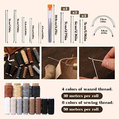 Butuze Leather Working Tools, Leather Tool Kit, Practical Leather Craft Kit With Waxed Thread Groover Awl Stitching Punch Hole For Leathercraft Beginner Or Adults Gifts - Comes With Tool Manual #TOP4