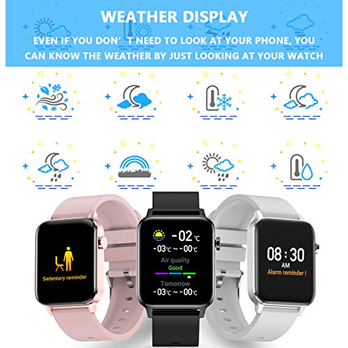 Smart Watch IP68 Waterproof 1.4 Inch Full Touch Fitness Trackers with Heart Rate Monitor Blood Oxygen Monitor Blood Pressure Monitor Notification Pedometer Sleep Monitor for Men Women (Black) - Thumbnail 5