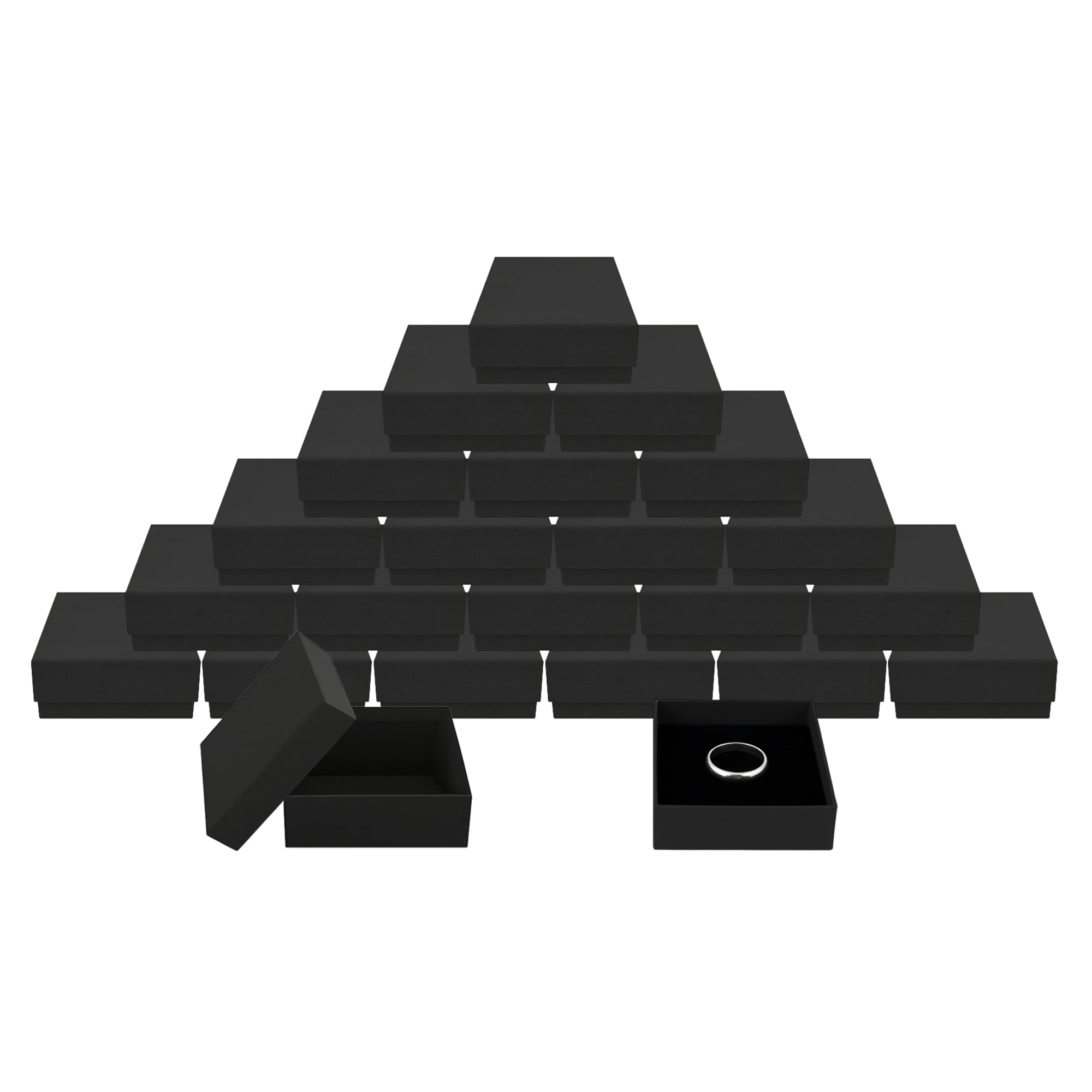 Emartbuy Set of 96 Black Cardboard Jewellery Pendant Boxes, Ring Boxes, Gift Box for Anniversaries, Weddings, Birthdays Size - 9 cm x 9 cm x 3 cm โ image 1