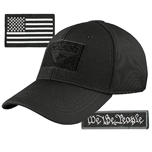 Condor Fitted Tactical Cap Bundle - We The People & USA Patches - Choose Size