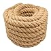 awagas 10 M x 40 MM Decking Jute Rope Cord, 33ft Twisted Thick Hemp Rope, Natural Jute Twine, Twisted Manila String for Gardening Bundling Crafts Climbing Hammock Home Décor