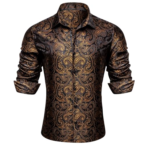 Barry.Wang Mens Silk Shirts Floral Paisley Button Down Dress Shirt for Men Mexico Western Cowboy Shirt Vintage2